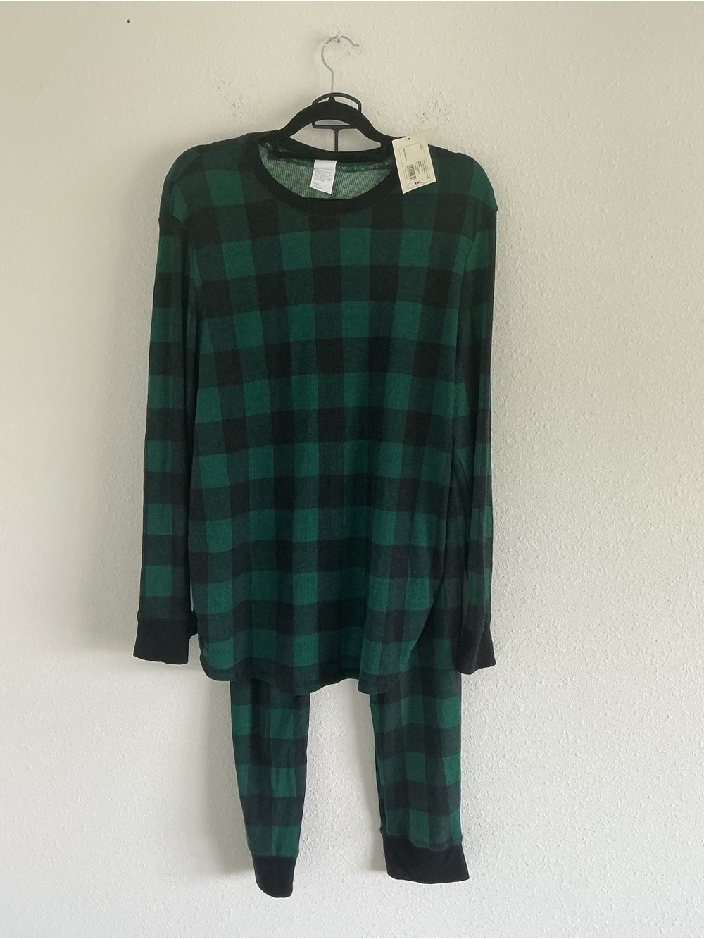 stars above Green and Black Buffalo Plaid Kids PJ Set